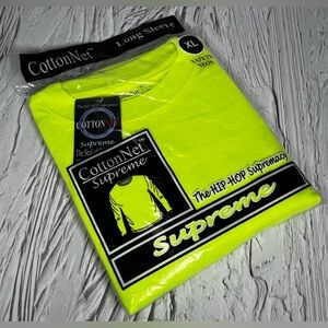 Cottonnet Supreme Long Sleeve Shirt Safety Neon XL Top Stich Neck Rib Preshrunk